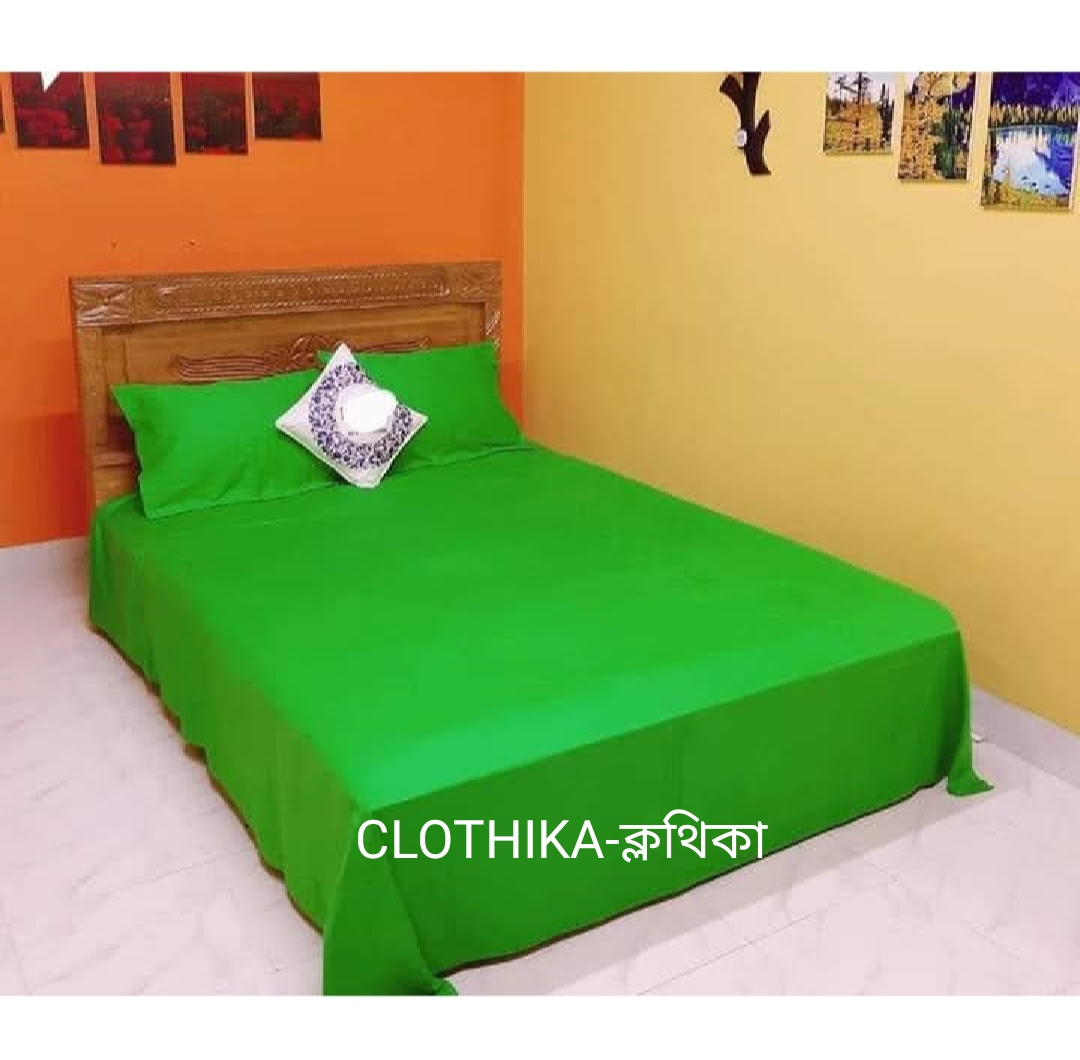 Picture of Solid Colour Twill Cotton Bedsheet king size(8fet×7.5feet) with 2 pillows cover for home decorations