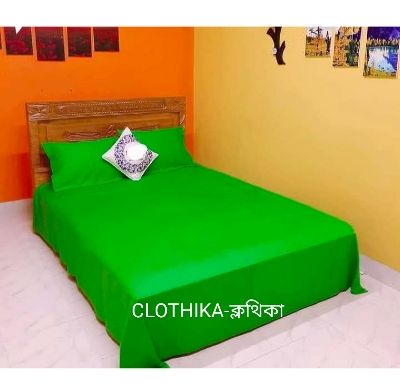 Picture of Solid Colour Twill Cotton Bedsheet king size(8fet×7.5feet) with 2 pillows cover for home decorations
