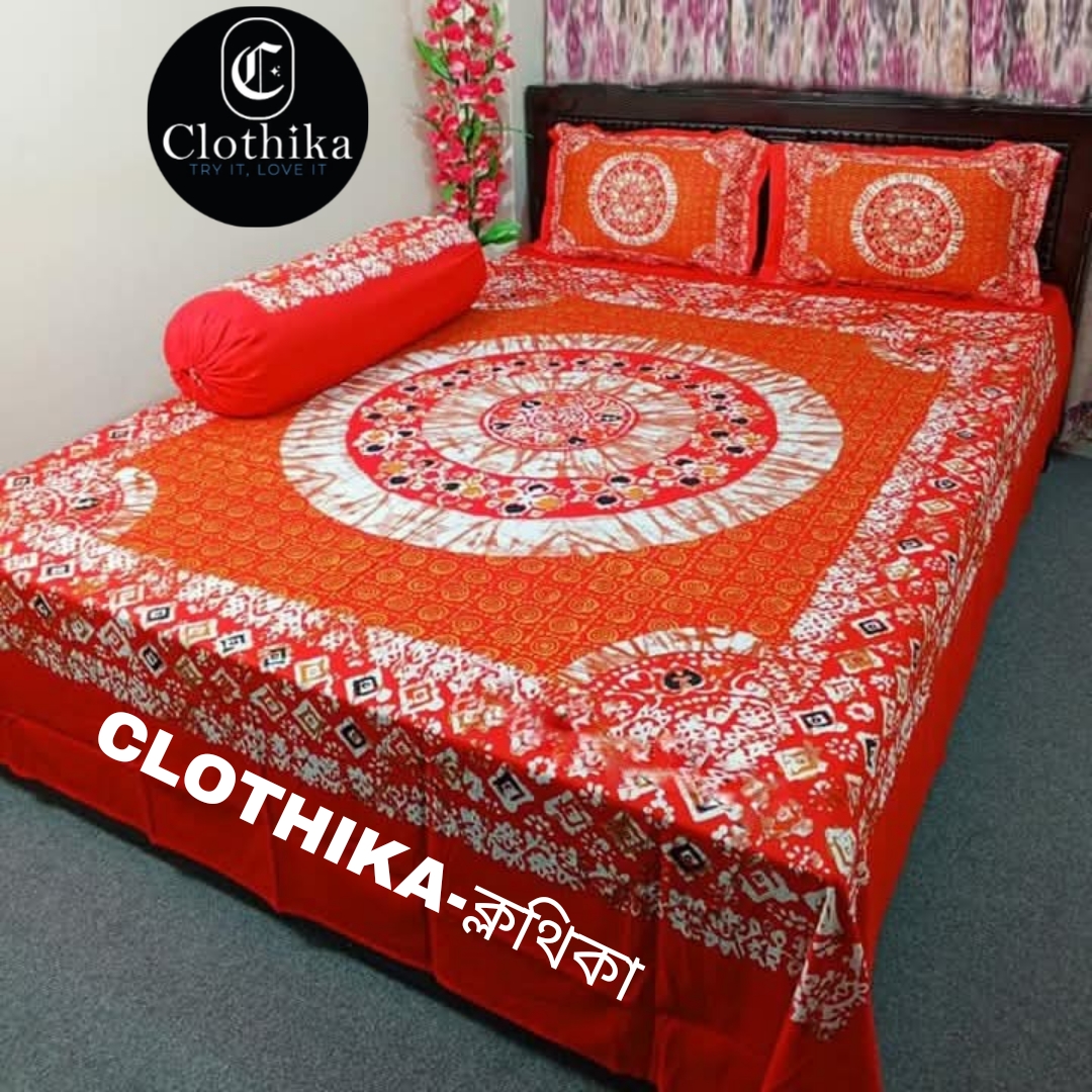 Picture of New Luxury Panel Bedsheet King size(8feet×7.5feet) with 2 pillows cover & 1side pillow cover for home decorations.