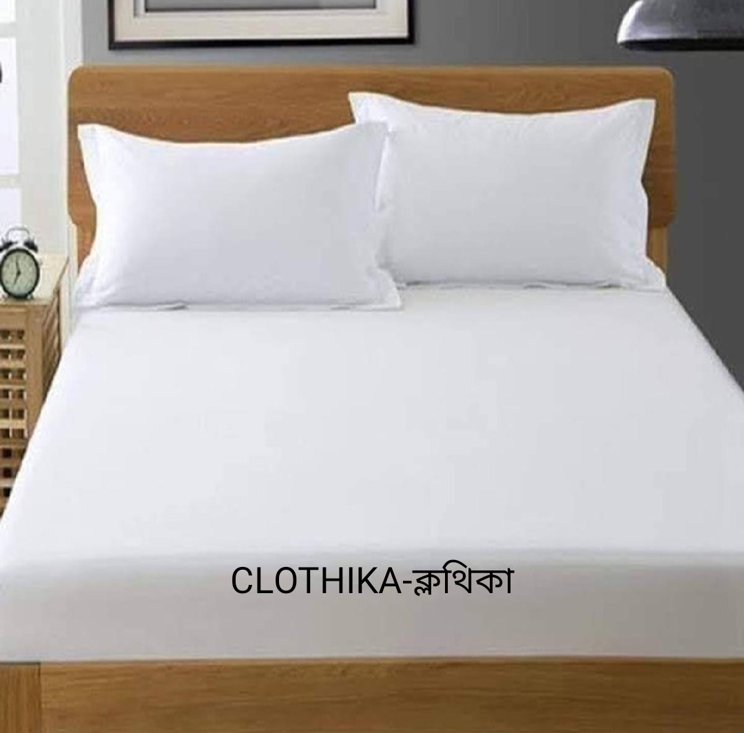 Picture of Solid Colour Twill Cotton Fabrics Bedsheet king size(8feet×7.5feet) with 2 pillows cover for home decorations