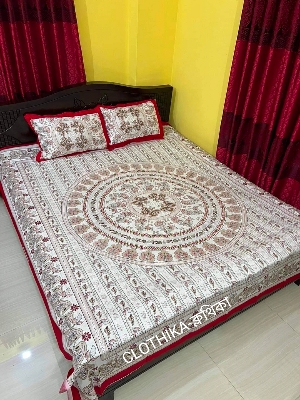 Picture of Nokshi Print Luxury Panel Bedsheet king size(8feet×7.5feet) with 2 pillows cover for home decorations