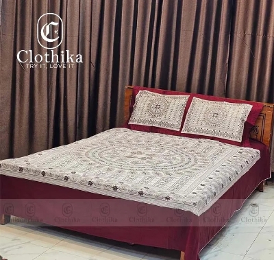 Picture of Nokshi Print Luxury Panel Bedsheet king size(8feet×7.5feet) with 2 pillows cover for home decorations