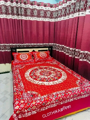 Picture of New Design Panel Bedsheet kkng size(8feet×7.5feet) with 2 pillows cover for home decorations