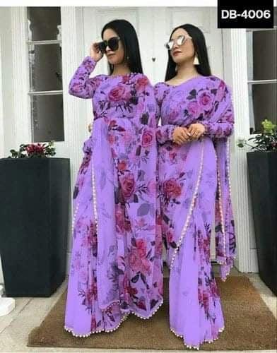 Picture of Fashionable Georgette Pearl Lace Saree with Blouse Piece