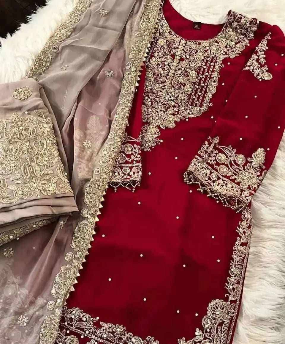 Picture of Viral Readymade sharee Dress for women sequence with pearl work & fancy lace