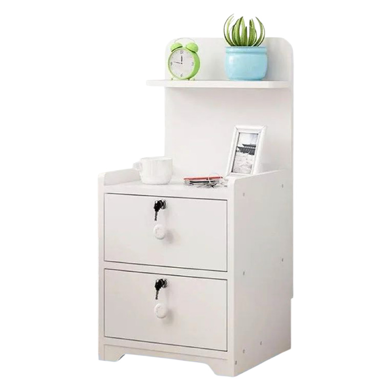Picture of Modern Bedside Table, 2 Locker Drawer with Storage Shelf, Modern Stand Bedroom Furniture Quarto Cabinet Bedside Table