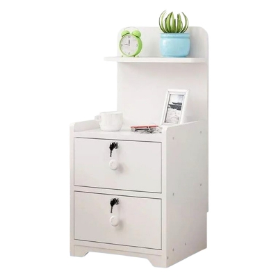 Picture of Modern Bedside Table, 2 Locker Drawer with Storage Shelf, Modern Stand Bedroom Furniture Quarto Cabinet Bedside Table