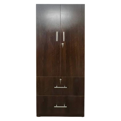 Picture of 2 Part Almirah with coat hanger shelf & 2 Locker Drawer Alamary / Laminated Board Wardrobe2 Door Almira - Best Quality Furniture