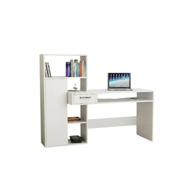 Picture of Home Office Computer Table Study Table | Laptop Desk With Shelves (White Color Finish) - Study Table