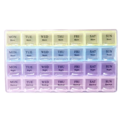 Picture of 7 Days Medicine Kit box organizer with 28 grids Week day medicine box from Morning-noon-night - Medicine Box