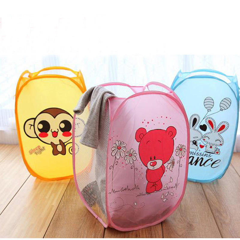 Picture of Printed Cartoon Laundry Basket Collapsible Bathroom Bag Storage Hamper Toy Dirty Clothes Sundry Dirty