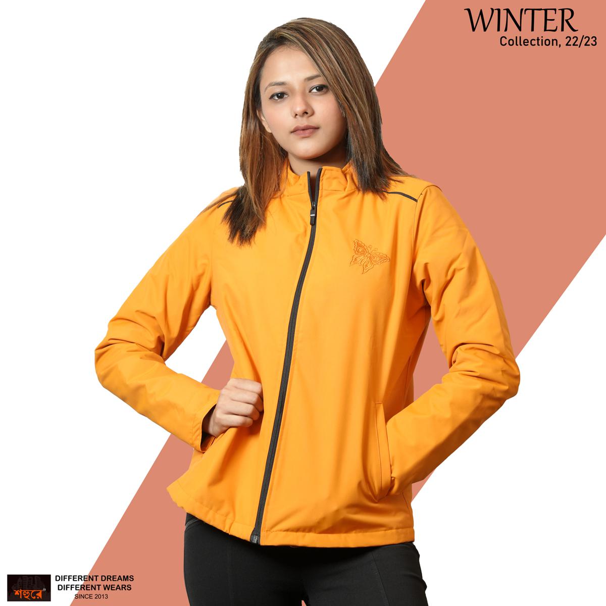Picture of Shohure Golden Yellow color Double part air proof Ladies jacket