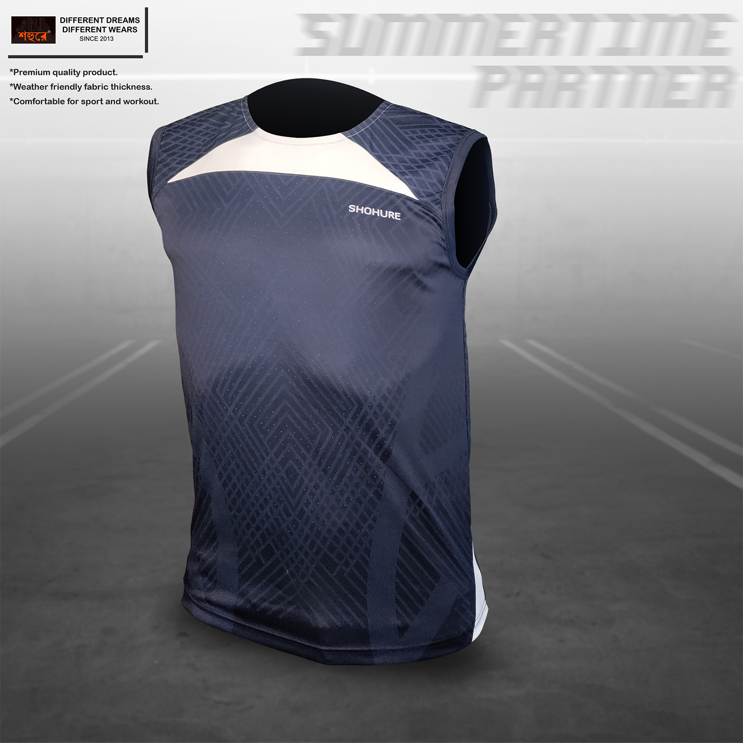Picture of Shohure Navy blue color all over printed tank top