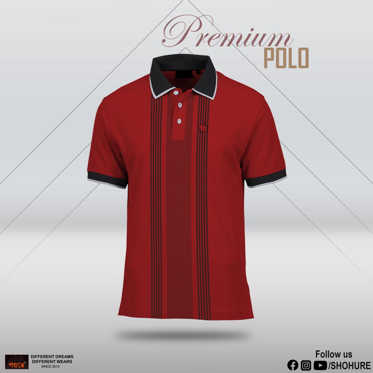 Picture of Shohure Red Color Short Sleeve Polo Tshirt