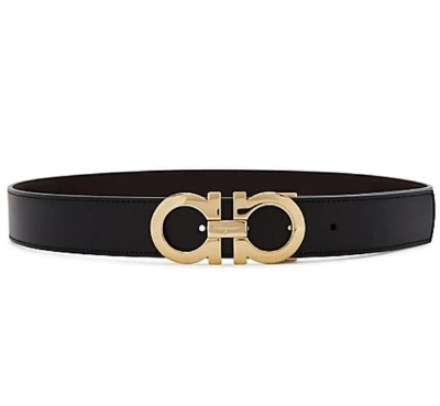 Picture of Salvatore Ferragamo Ferragamo Adjustable Gancini Belt In Black Calfskin Leather, New Black Leather Formal Belt For Men .