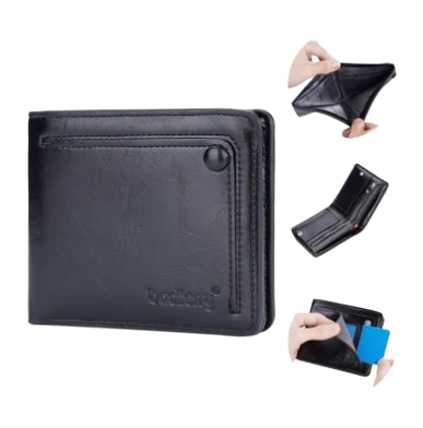 Picture of short Wallet Purse for Men Pu Leather Fashion Card Holder Clip Zipper Blocking Man Wallets