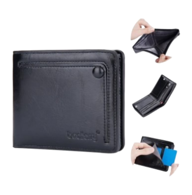 Picture of short Wallet Purse for Men Pu Leather Fashion Card Holder Clip Zipper Blocking Man Wallets