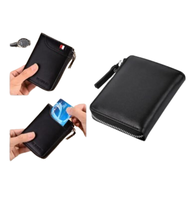 Picture of short Wallet Purse for Men Pu Leather Fashion Card Holder Clip Zipper Blocking Man Wallets