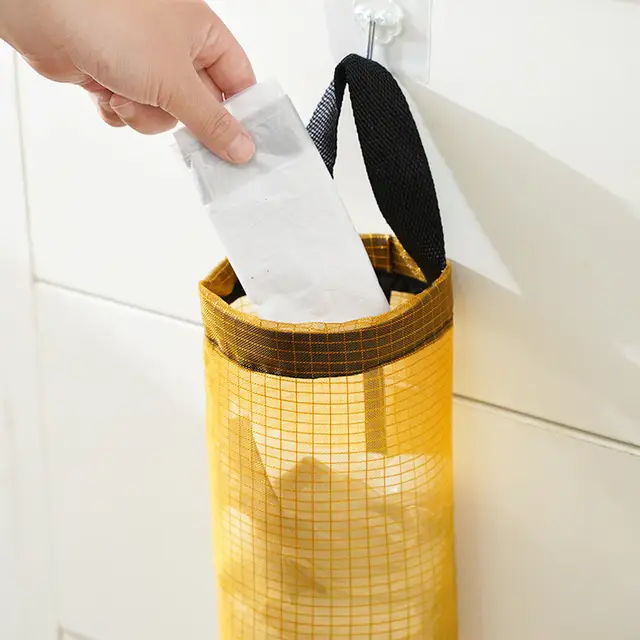 Picture of Hanging Trash & Grocery Bag Holder - Wall-Mounted Plastic Bag Dispenser