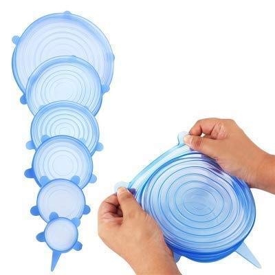 Picture of 6Pcs Silicone Cover Stretch Lids for Kitchen Microwave Food Covers Bowl Caps Elastic Silicone Lid Cap Universal Adaptable Lids