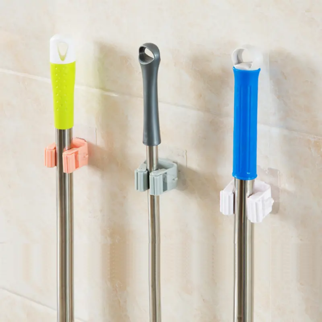 Picture of 2pcs Mop Hook without Punching Broom Clamp Holder with Strong Magic and No Trace Wall Hanging Shelf with Adhesive Hook