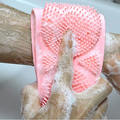 Picture of Silicone bath towel unisex double-sided mud brush bath artifact rub back bath strip to remove dead skin bath supplies