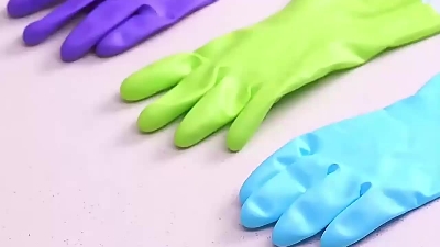 Picture of High Quality Multicolor Silicone Kitchen Hand Gloves for Dish Washing - 1 Pair