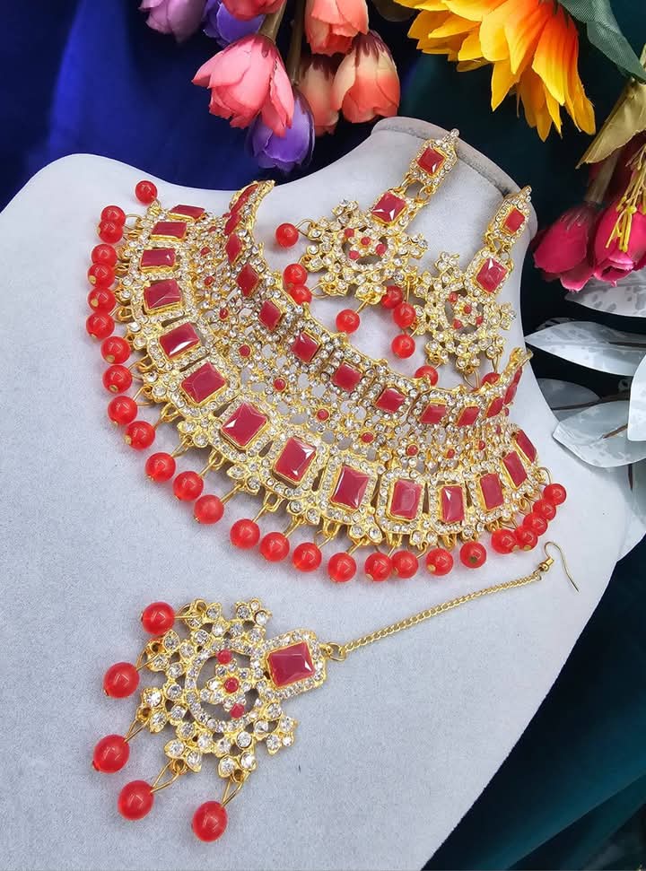Picture of Premium Red Stone Jewellery Set For Women & Girls Picture of Premium Red Stone Jewellery Set For Women & Girls