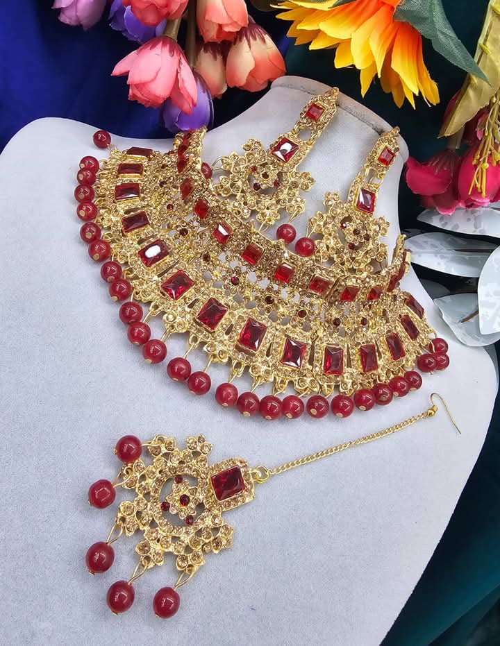 Picture of Premium Maroon Stone Jewellery Set For Women & Girls Picture of Premium Maroon Stone Jewellery Set For Women & Girls