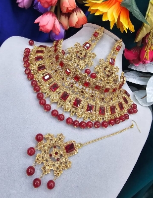 Picture of Premium Maroon Stone Jewellery Set For Women & Girls Picture of Premium Maroon Stone Jewellery Set For Women & Girls