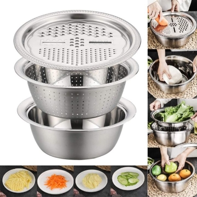 Picture of 4 In 1 Stainless Steel Drain Basket Vegetable Cutter