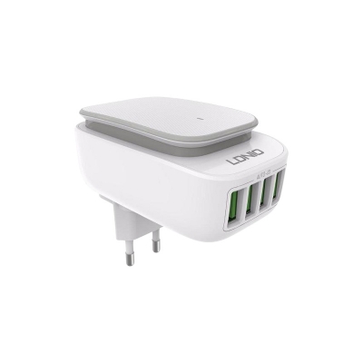 Picture of For Universal Ldnio A4405 Portable Home & Amp Office Travel 4 USB Ports 4.4A Auto ID Wall AC Charger Power Adapter Wall Charger Adapter With A Micro Usb Cable Touch Led Light Eu Us Plug Charger
