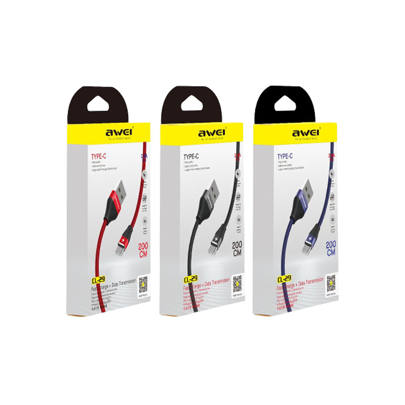 Picture of AWEI CL-29 Type-C Cable 200CM Nylon Braided USB Data Charging Cable 2M Type C Cable