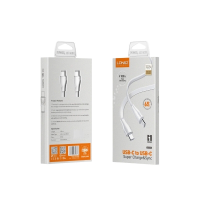 Picture of LDNIO LC121c 1M 65W Type-C To Type-C PD Cable Support PD & QC Fast Charging Cable 1-Meter Length