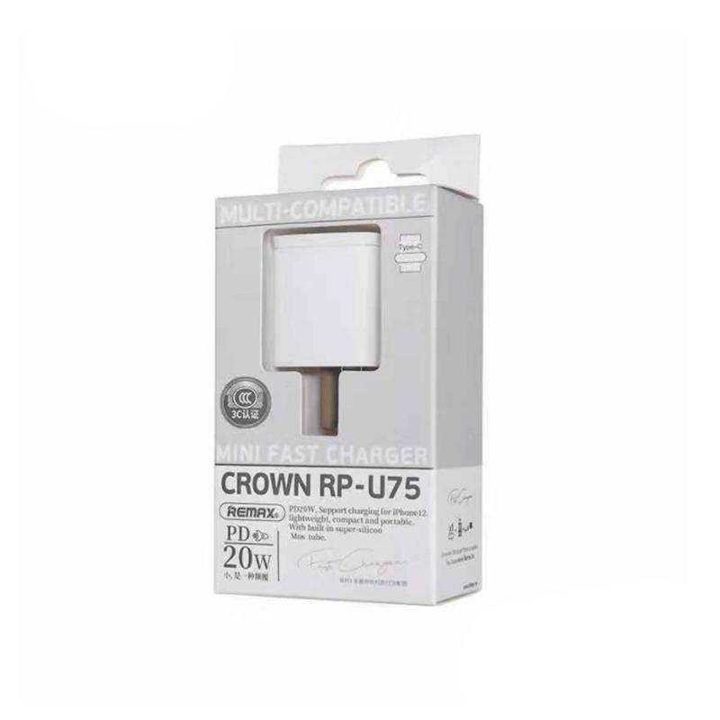 Picture of Remax RP-U75 Charger PD 20W Supports Fast Charging Technology USB Charger PD Fast RP-U75 20W (Only Adapter)