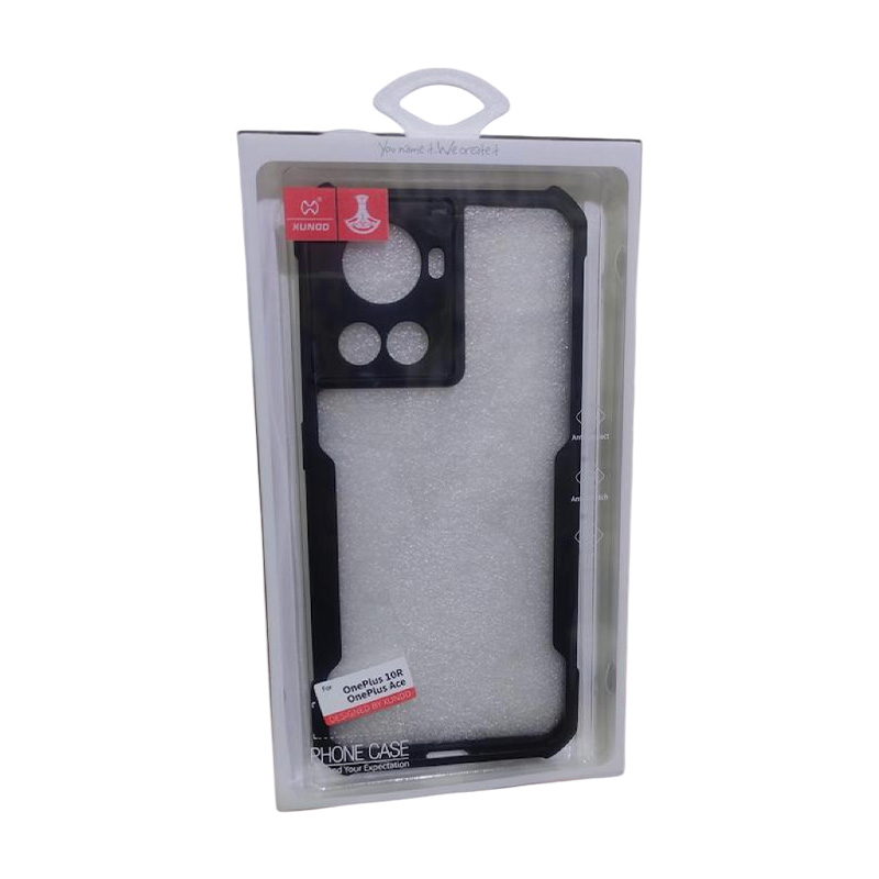 Picture of Xundd Case (ORG) For OnePlus 10R 5G Military Grade Drop Tested Slim Clear Back with Shockproof Soft TPU Bumper Frame Cover Black and Transparent