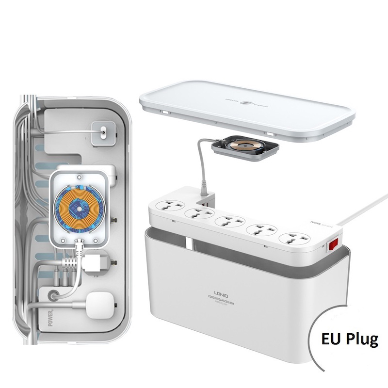 Picture of LDNIO SCW5354 15W WIRELESS MANAGEMENT POWER STRIP BOX WITH 5 SOCKETS PD TYPE-C DUAL USB PORTS WIRELESS CHARGER FOR SAMSUNG XIAOMl HUAWEI OPPO VIVO REALME ONEPLUS lPHONE