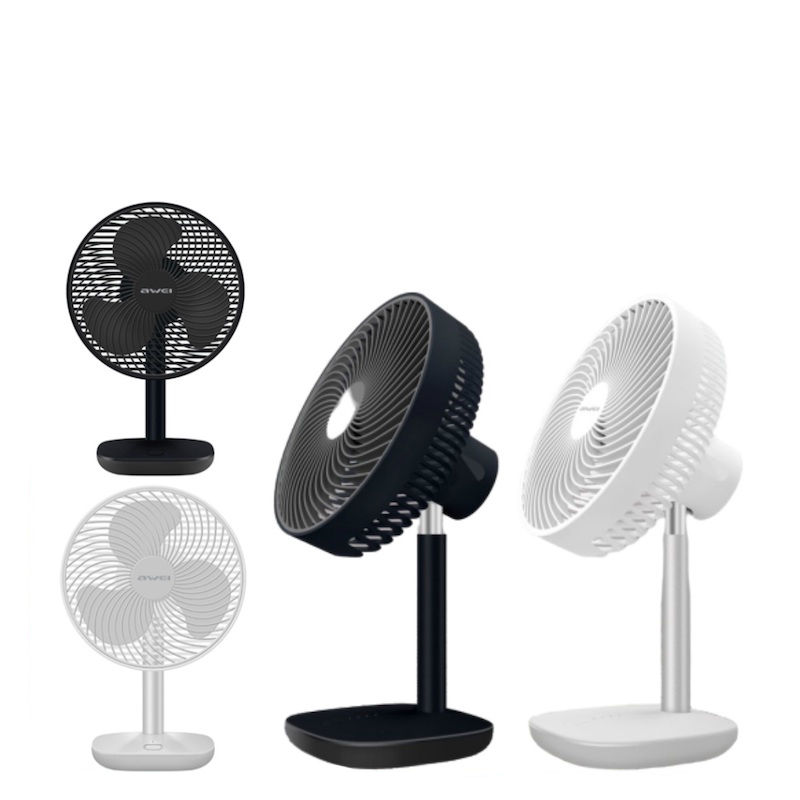 Picture of Awei F23 Mini Portable USB Rechargeable Desk Fan 4 Speeds Low Noise Desktop Stable Cooling Fan 4000mAh Batteries Rechargeable Desk Fan