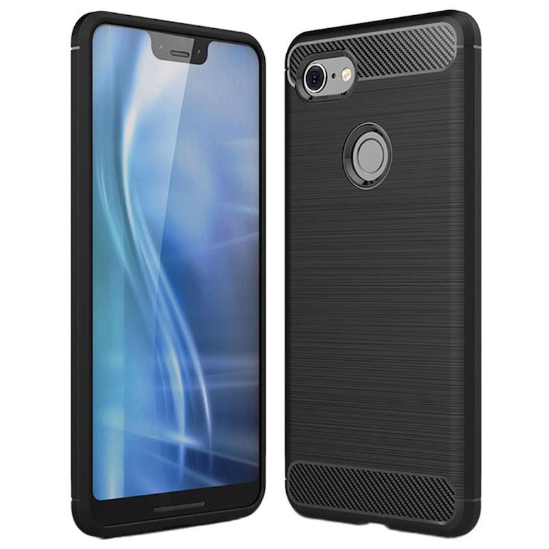 Picture of Carbon Fiber Case For Google Pixel 3a Case Rubber Silicone Bumper Carbon Fiber Cover Soft TPU Anti Drop Slim Case