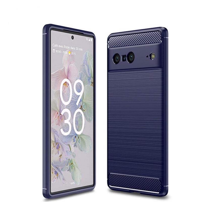 Picture of Carbon Fiber Case For Google Pixel 7 Phone Case Rubber Silicone Bumper Carbon Fiber Cover Soft TPU Anti Drop Slim Case