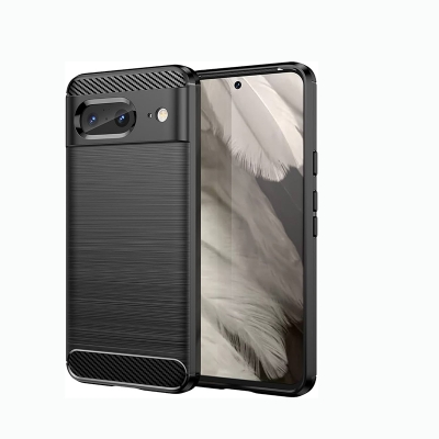 Picture of Carbon Fiber Case For Google Pixel 8 Phone Case Rubber Silicone Bumper Carbon Fiber Cover Soft TPU Anti Drop Slim Case