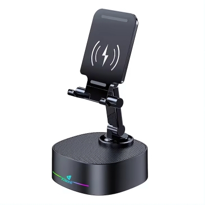 Picture of Bluetooth Speaker with Wireless Charging and Cell Phone Stand Best Bluetooth Speaker for iPhone iPad Samsung Galaxy HD Surround Sound Perfect for Home and Outdoors Creative Gift