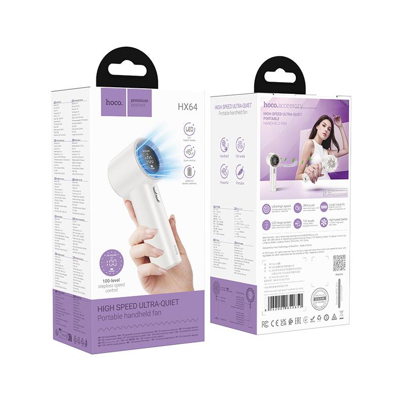 Picture of Hoco HX64 Hurricane High Speed Handheld Fan 3600mAh Turbo Speed Hand Fan