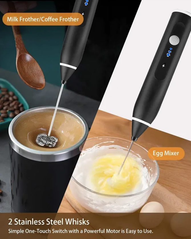 Picture of Rechargeable Milk Frothers with 2 Stainless Steel Whisks for Coffee Cream by Kitchen Glance