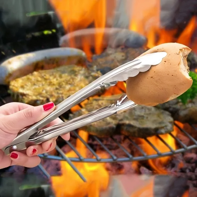 Picture of 3 Pcs 2 set Stainless steel food clip Set. Stainless steel food clip bread barbeque baked goods barbecue tool food clip. Food Tong by Kitchen Glance