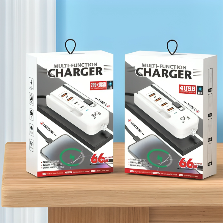 Picture of 66W Fast Charging Multiport USB Charger PD Type C Phone Charger For iPhone Samsung Xiaomi Quick Charge EU US Plug Wall Charger