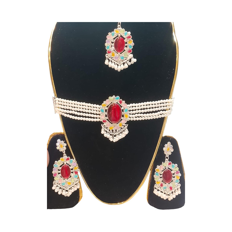 Picture of akik stone choker necklaces with tikli and ear rinngs . women jewellery , ornaments choker Picture of akik stone choker necklaces with tikli and ear rinngs . women jewellery , ornaments choker