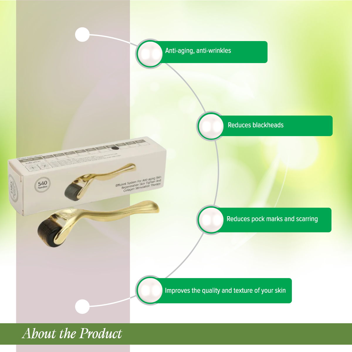 Picture of Derma Roller - 0.5 mm - Golden