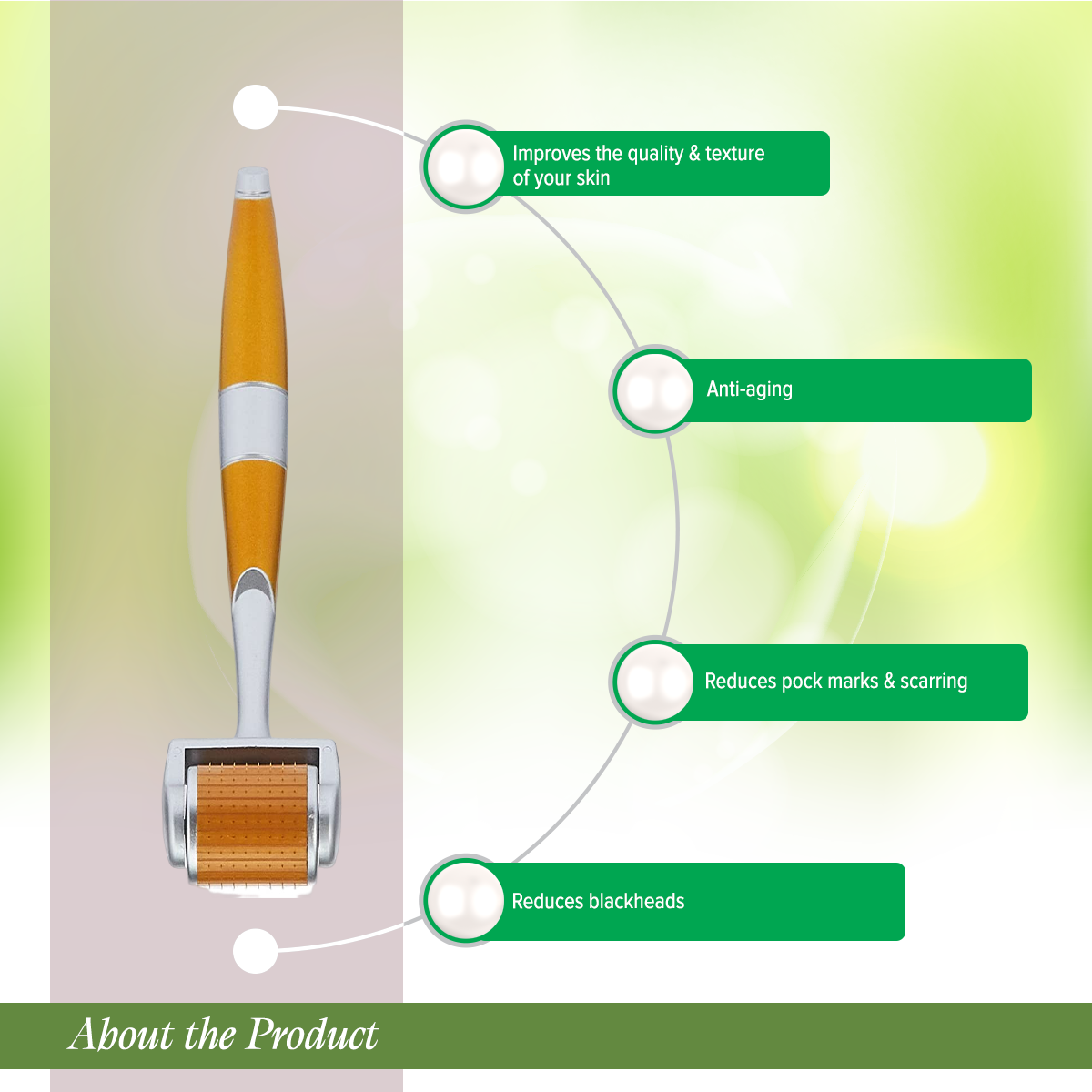 Picture of ZGTS Derma Roller - 0.5 mm - Golden and White