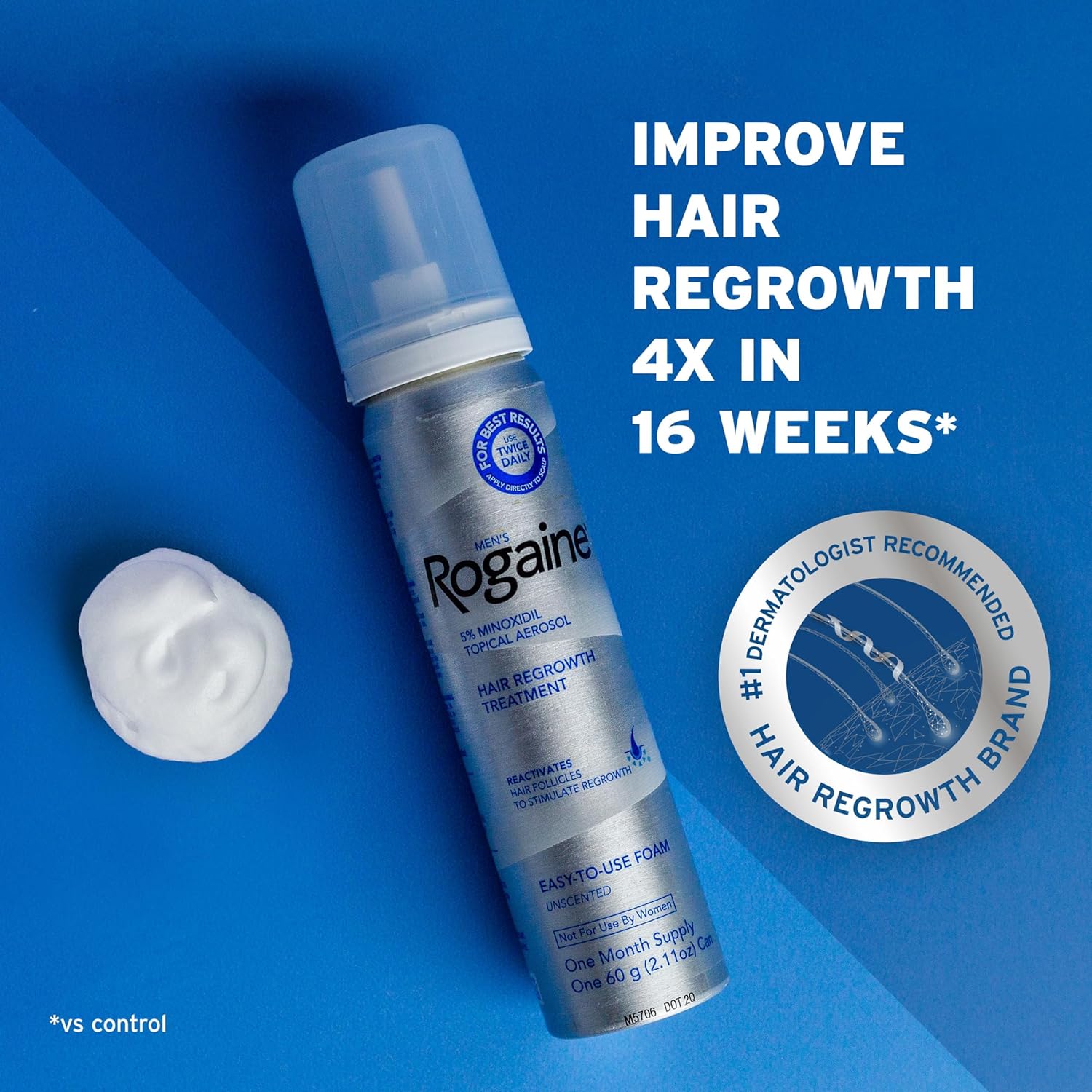 Picture of Rogaine minoxidil foam 5% (one month supply)(no box)